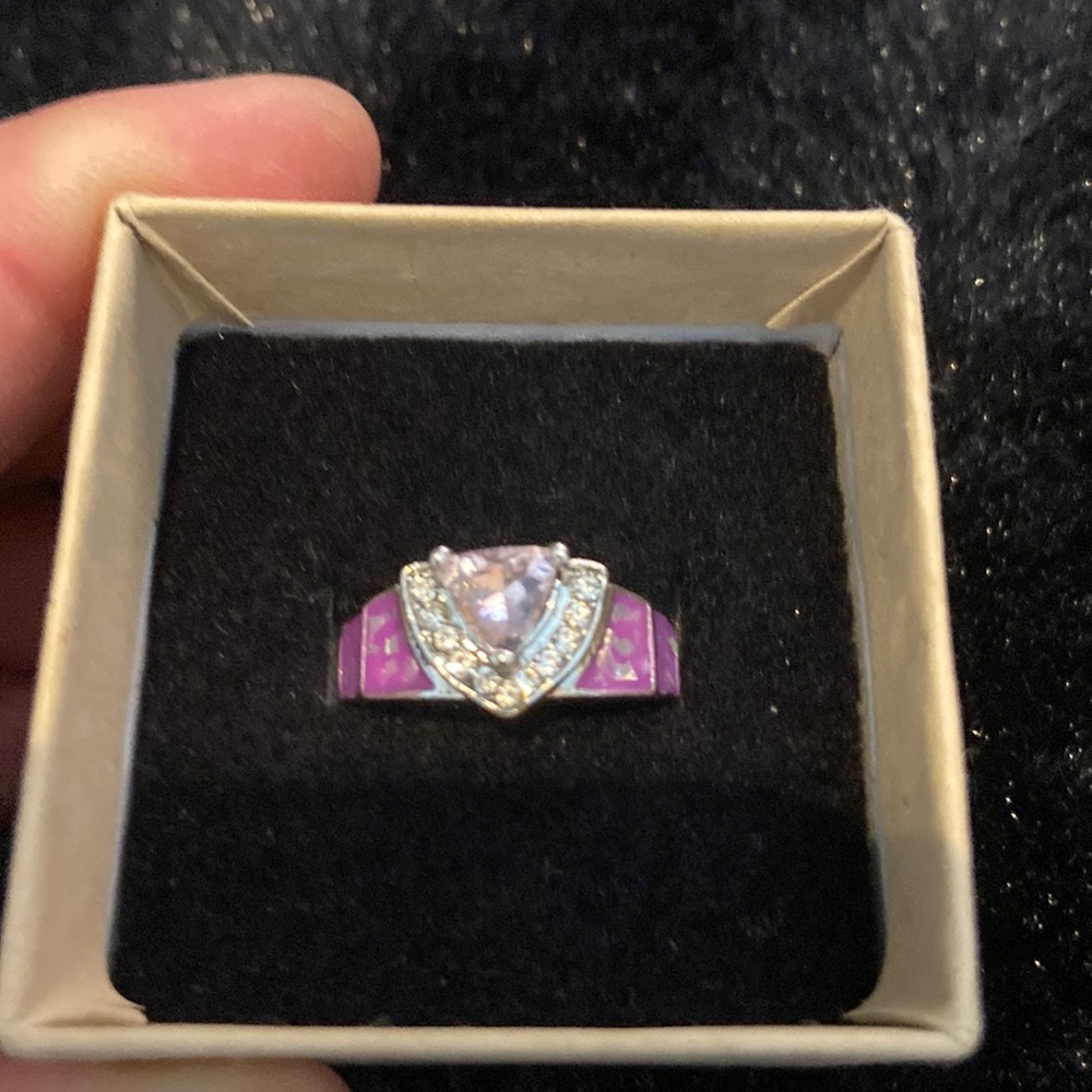 Adorable unique simulated pink diamond ring .. one of a kind